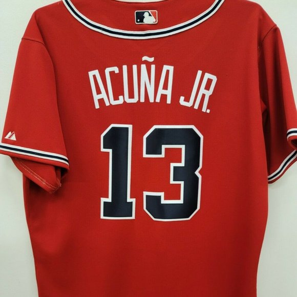 Other - Mens Atlanta Braves 13 RONALD ACUNA JR Red Color Stitched Jersey